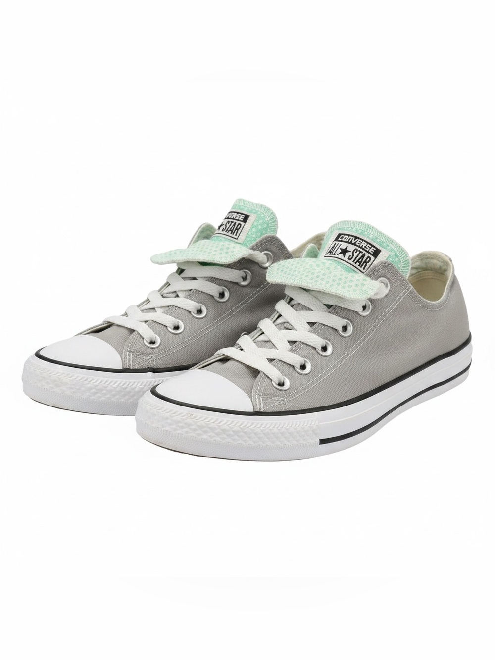 Converse All Star Women’s Low Top Sneakers in Light Gray with Mint Accent